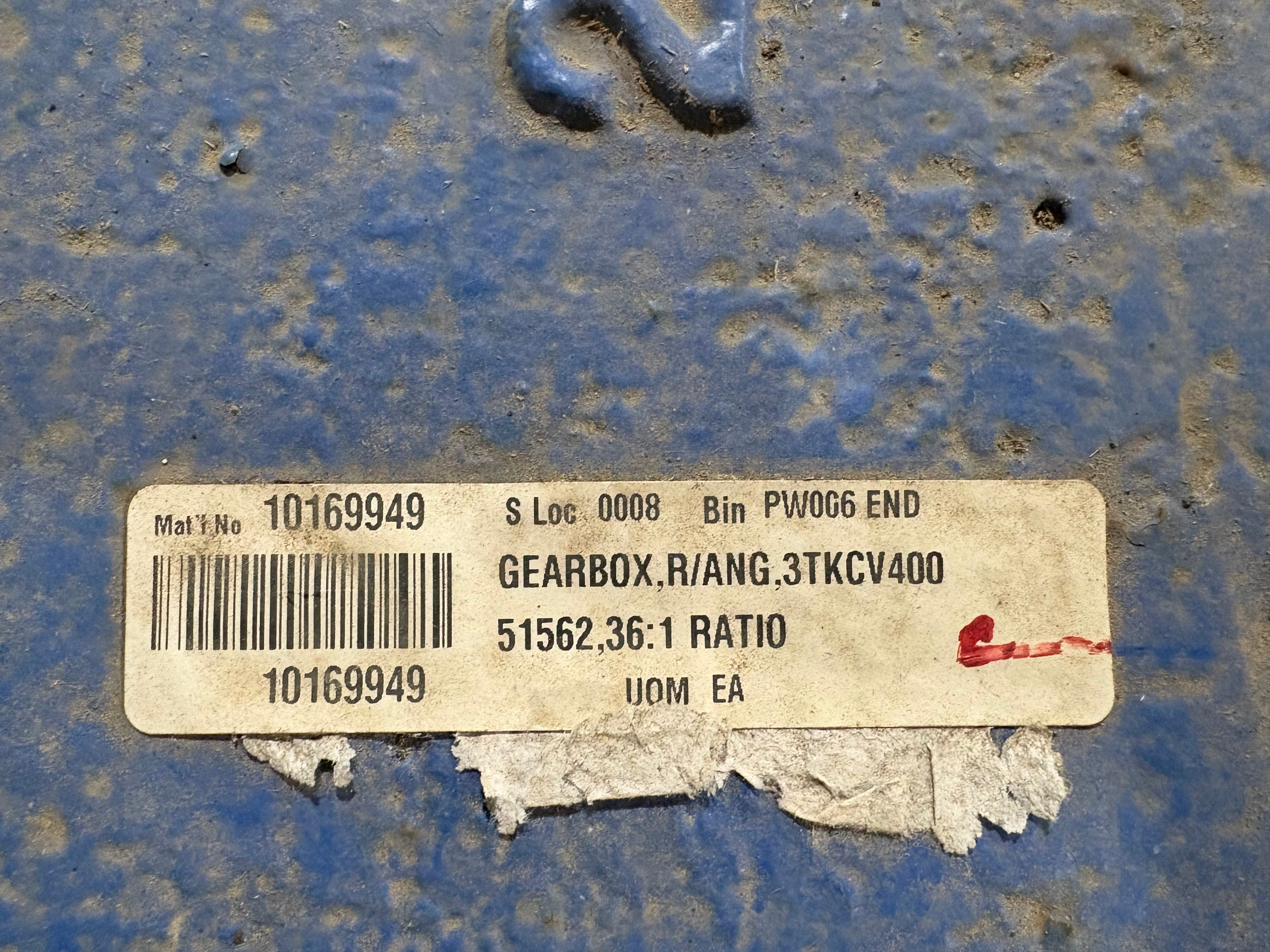 Santasalo Gearbox Type 3TKCV400 Power 160 kW Ratio 36.1 Torque 2170 Nm Speed 1800 RPM